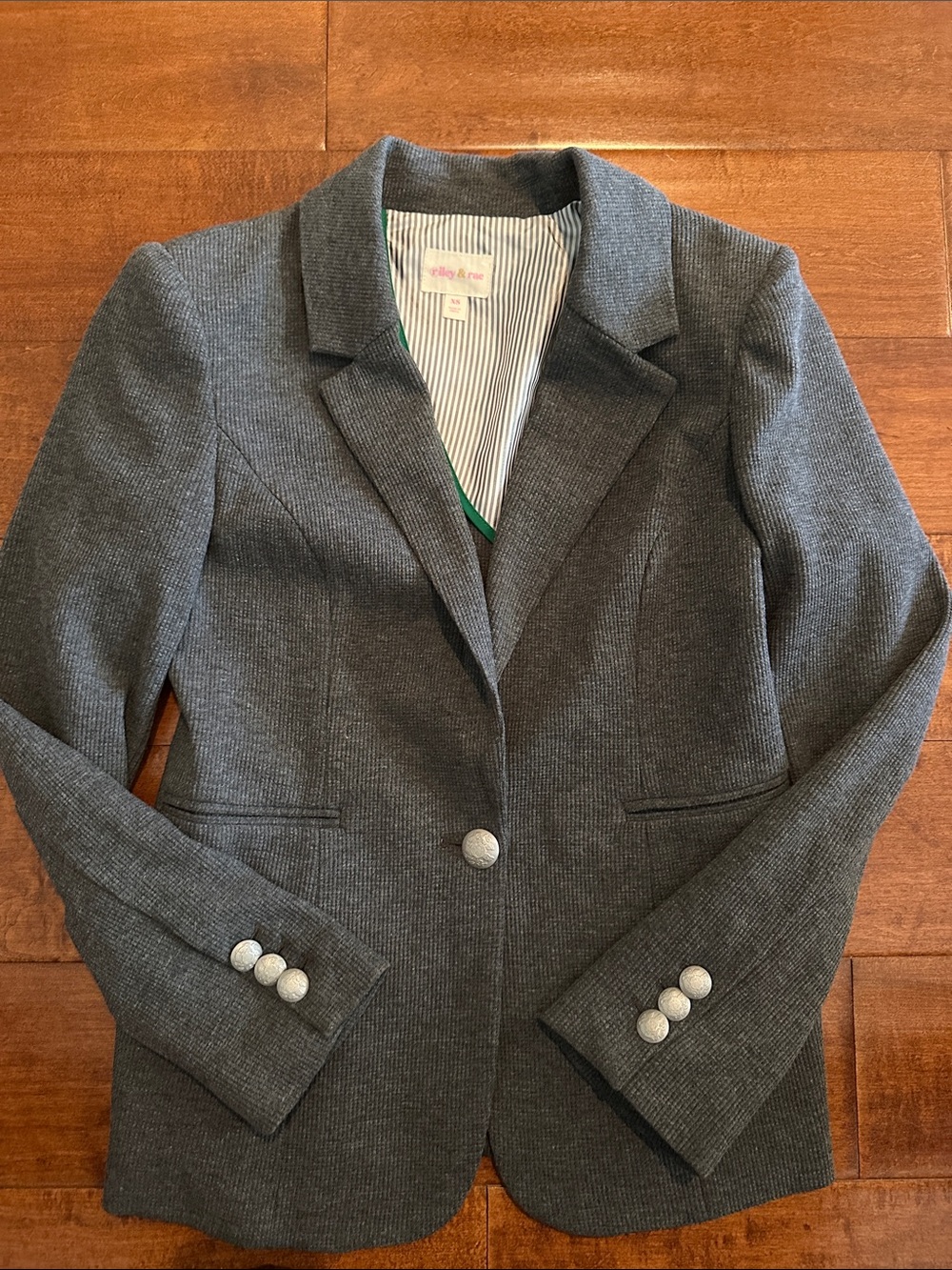 Riley & Rae Heather Grey Knit Single-Button Blazer - Picture 1 of 8